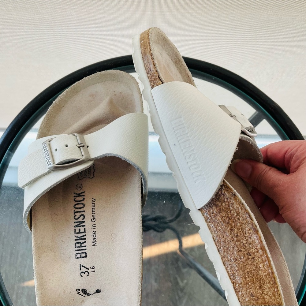 GUC Birkenstock Madrid leather sandals in white/cream. Size 37 (slim fitting) - Picture 6 of 10
